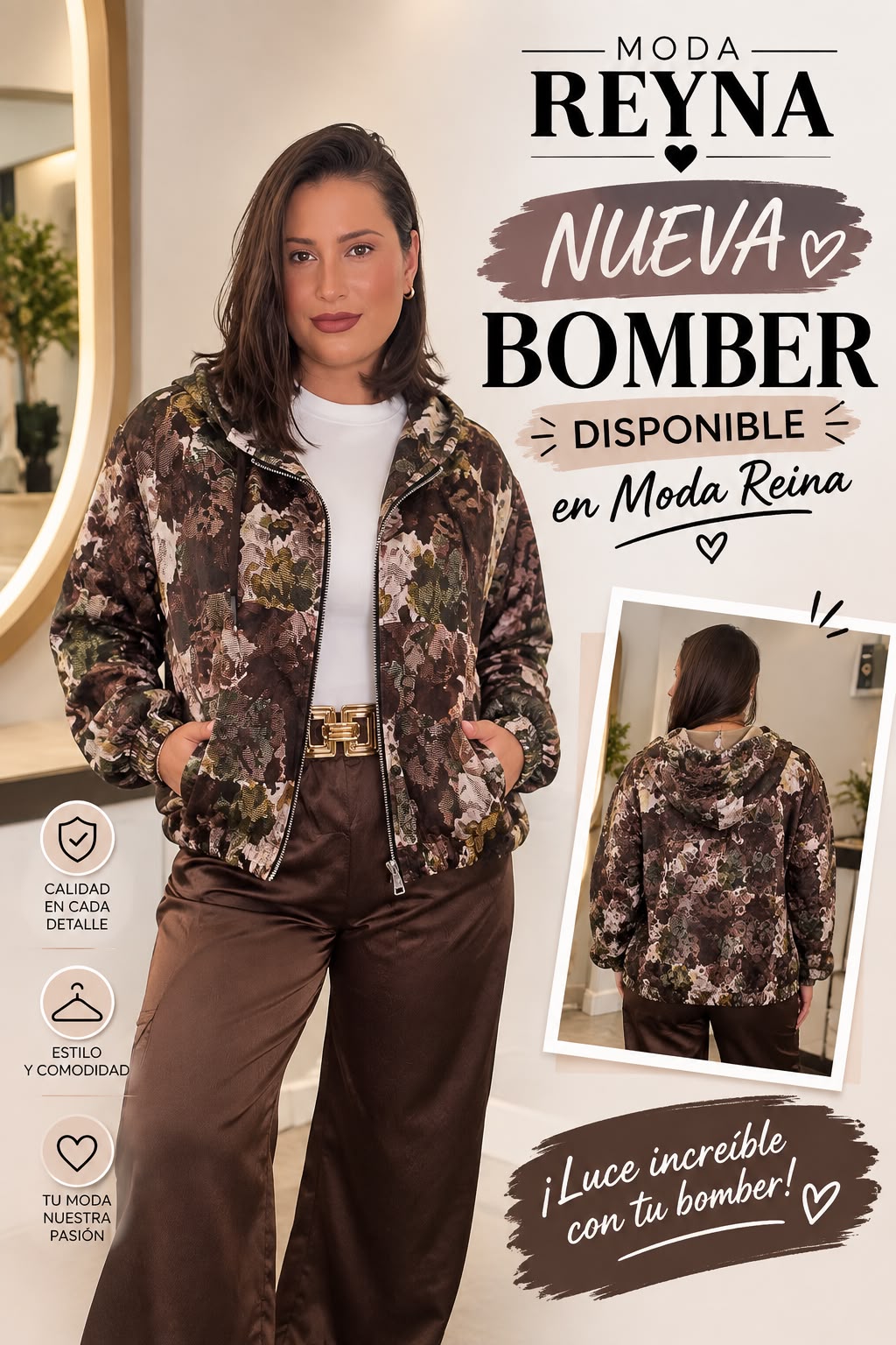 Bomber Floral Marrón