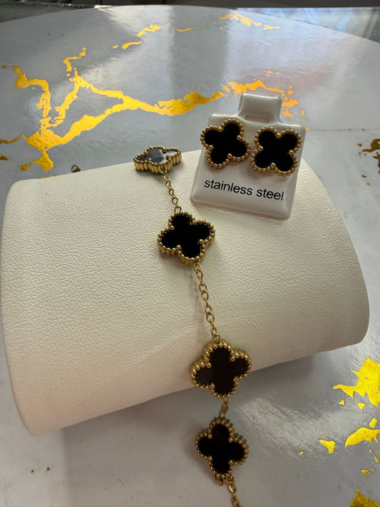 Set de regalo pulsera mas pendiente hojas